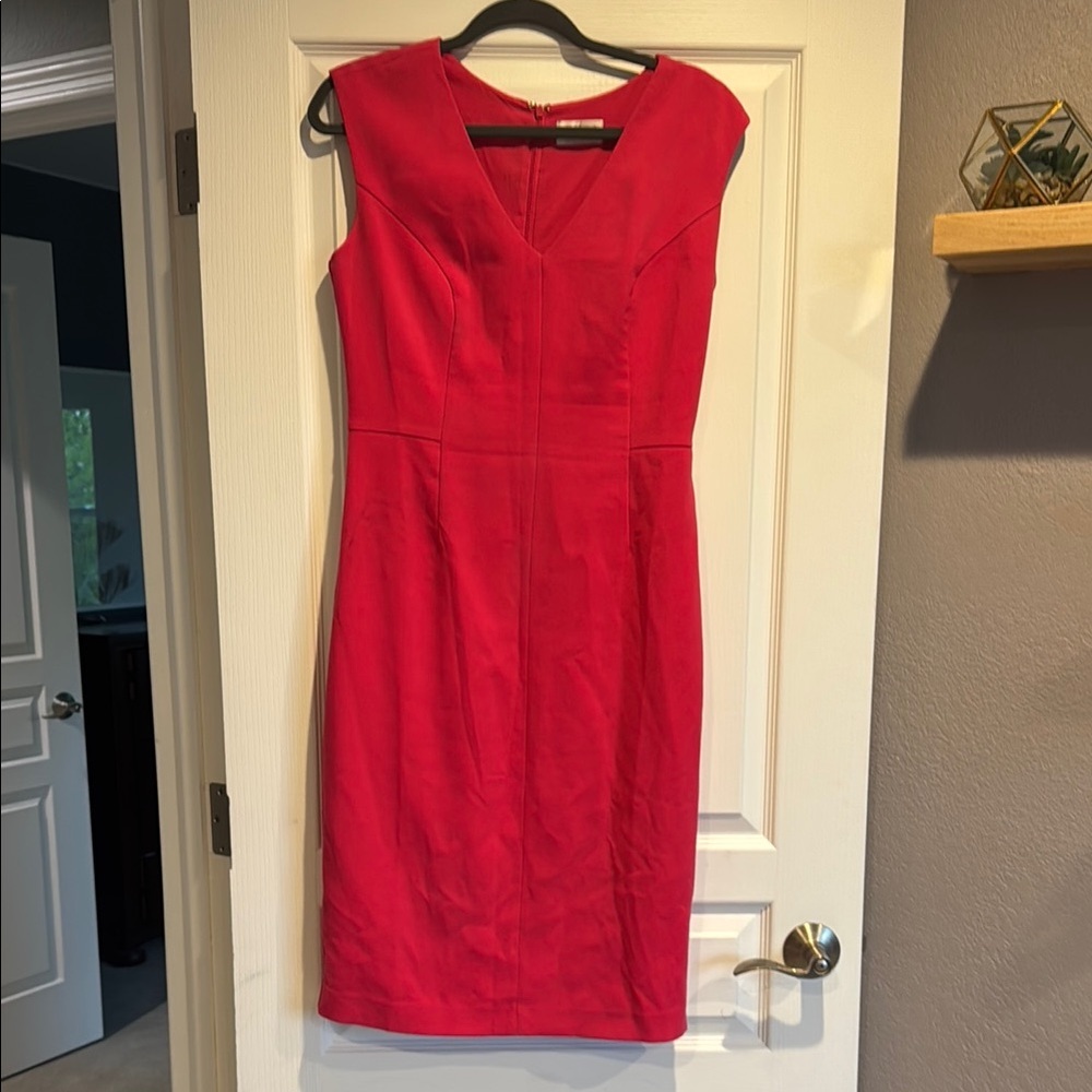 Eliza J Pink Sleeveless V-Neck Sheath Midi Dress